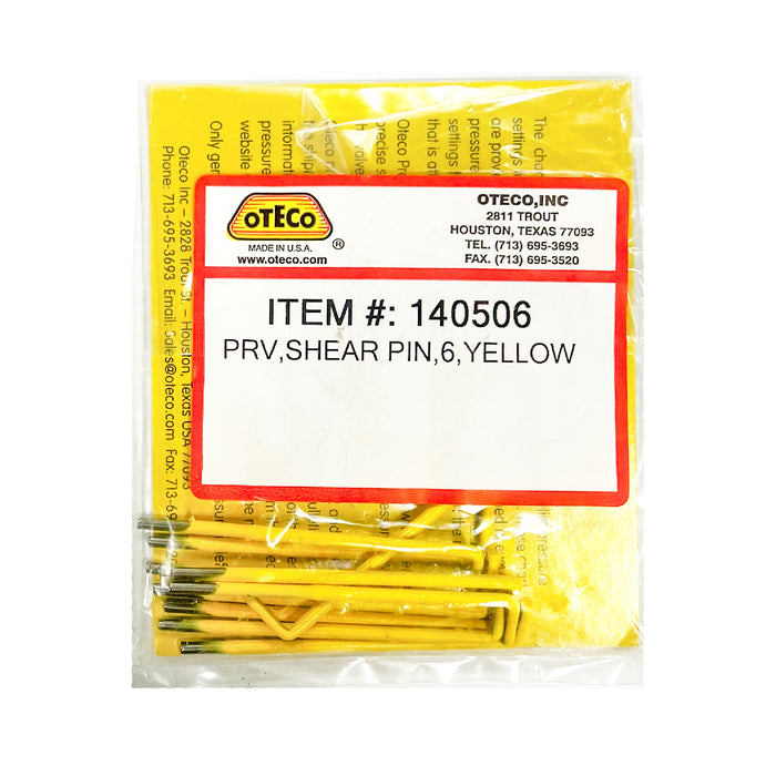 Oteco PRV Shear Pins, Yellow, Pack of 10